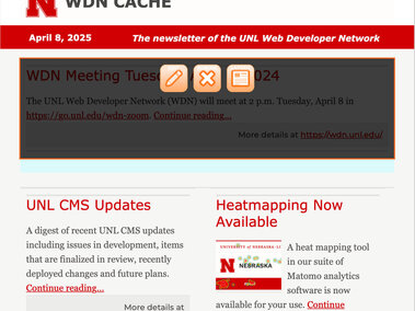WDN Cache in UNL Announce showing edit interface