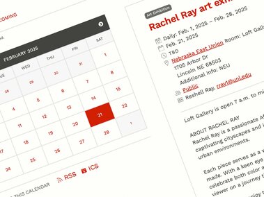 Events app screenshot showing a calendar and event listing