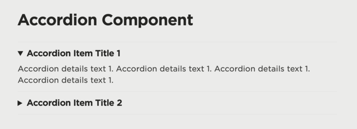 Screenshot of accordion component