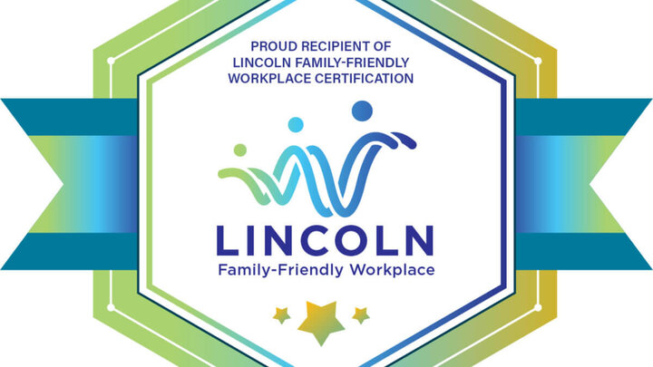 Illustration of badge declaring recipient as a Lincoln Family-Friendly Workplace.