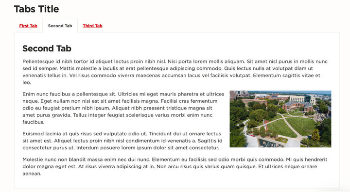 Tabs component screenshot example